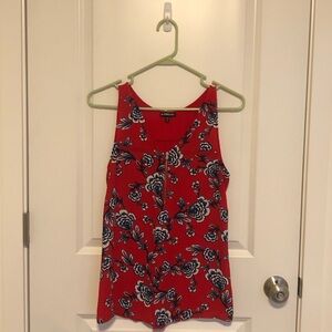 Express Red Blue Floral Tank Blouse Shirt